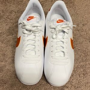 Nike Cortez White with Orange Swoosh Size 9